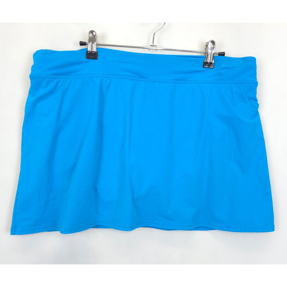Lands' End Mini Swim Skirt Built in Briefs Womens 14 Blue Stretch Lined Beachy‎